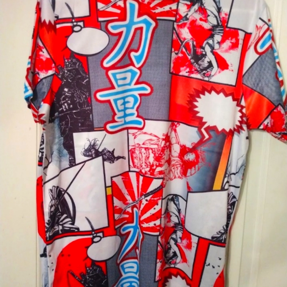 Fresh Prints of Tokyo by Drill Clothing CO, Blue/Red Medium Short sleeved shirt